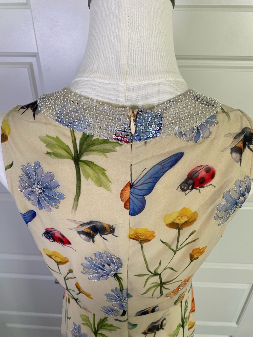 Anthropologie Pankaj & Nidhi Butterfly Garden Beaded Midi Dress NWT 6 - Picture 6 of 15